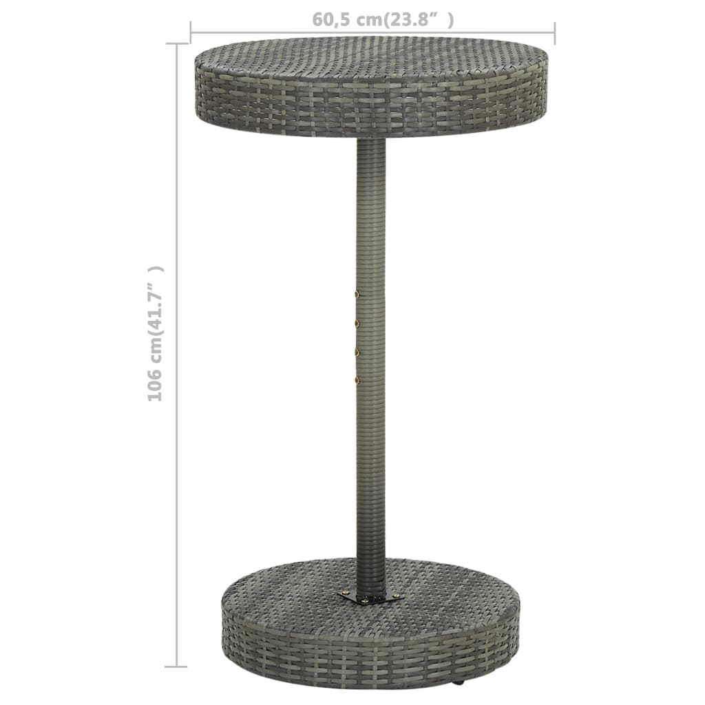 3-teiliges Garten-Bar-Set mit Kissen Poly Rattan Grau