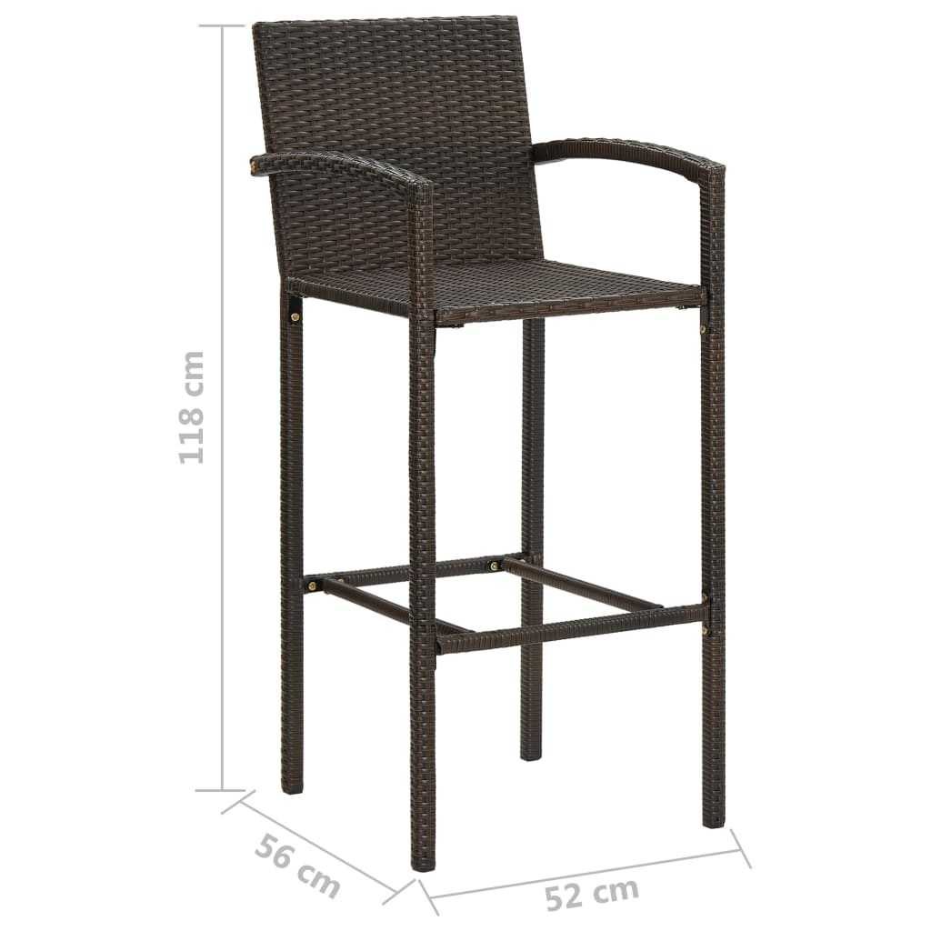 3-teiliges Garten-Bar-Set Poly Rattan Braun