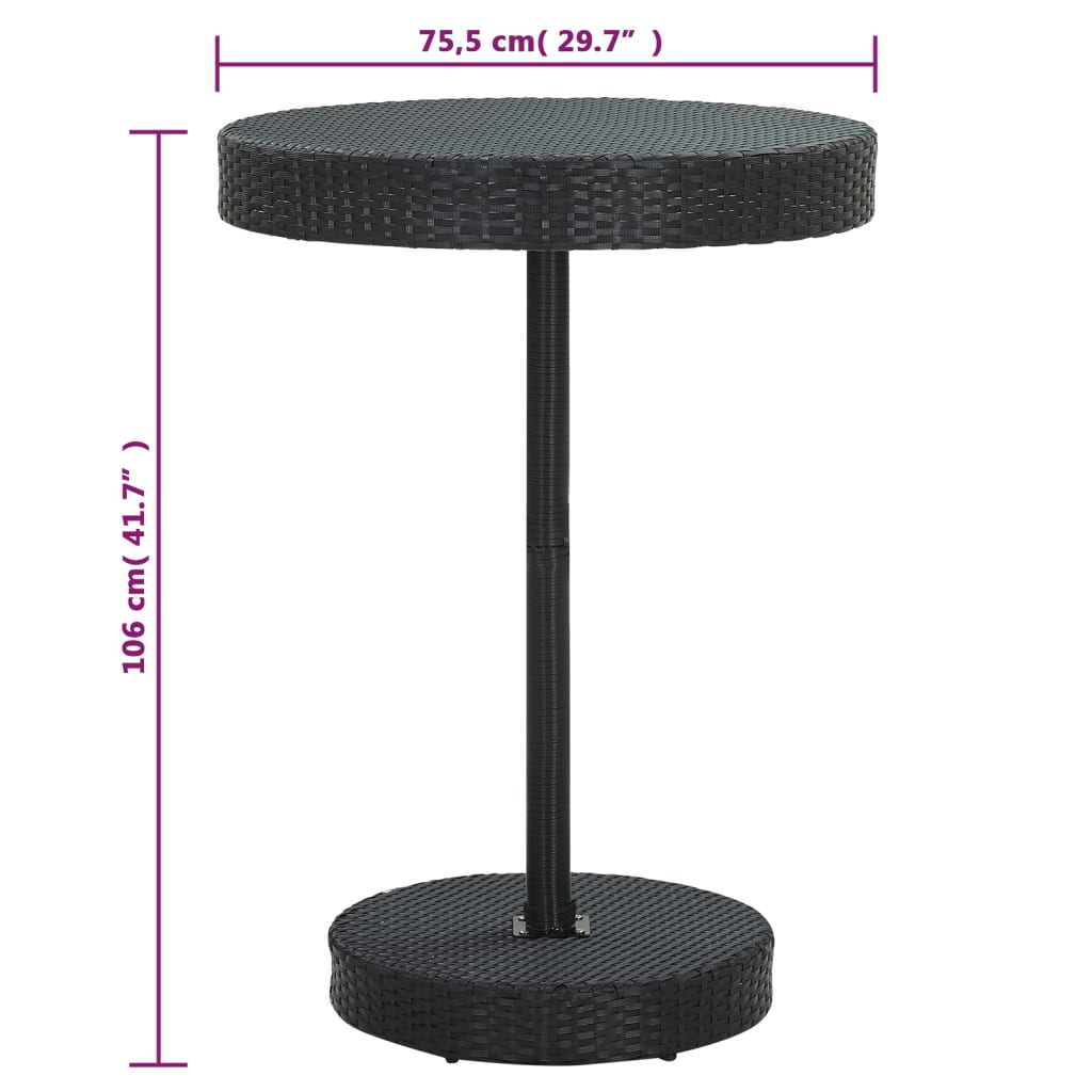 5-Delige Tuinbarset Poly Rattan Zwart