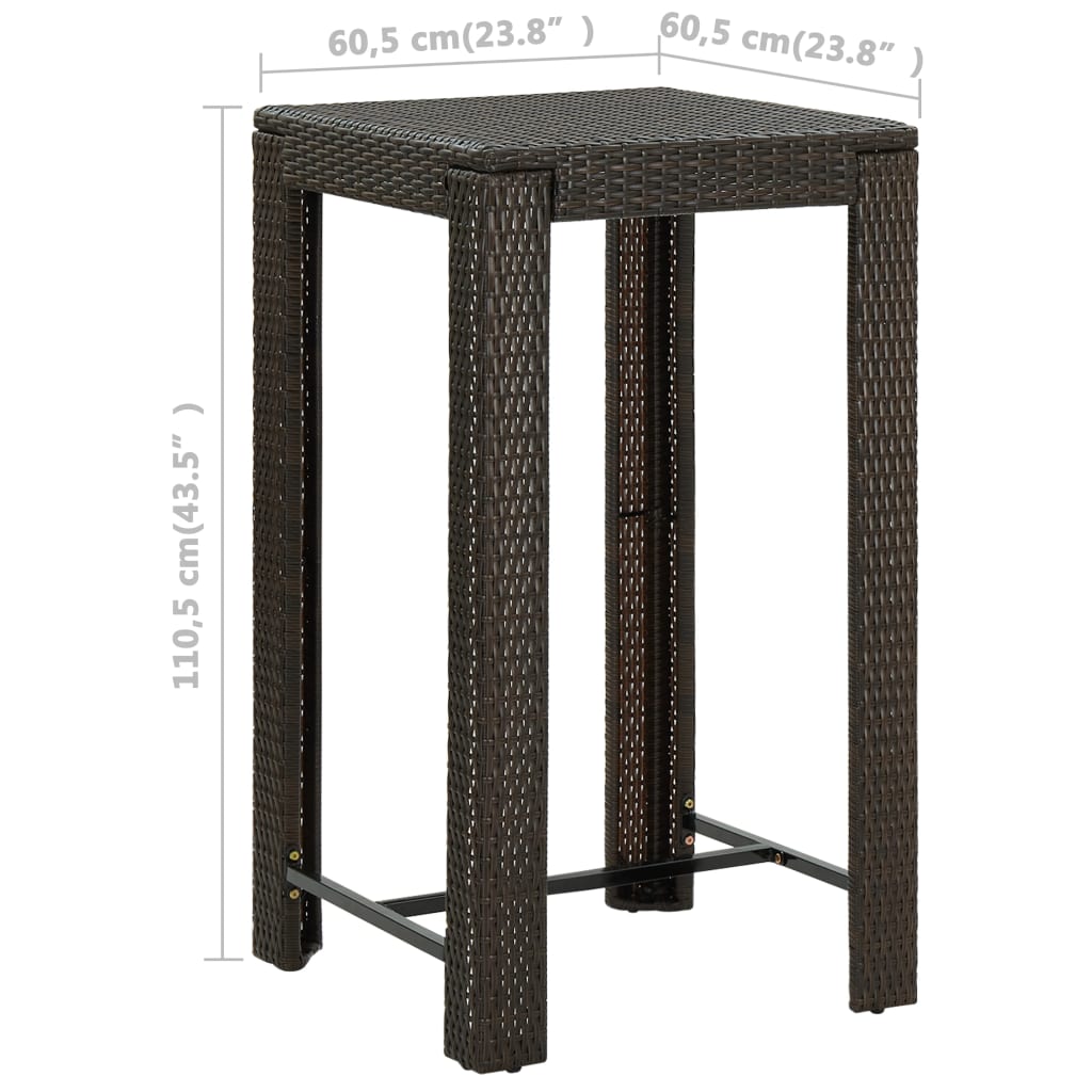 3-teiliges Garten-Bar-Set mit Kissen Poly Rattan Braun