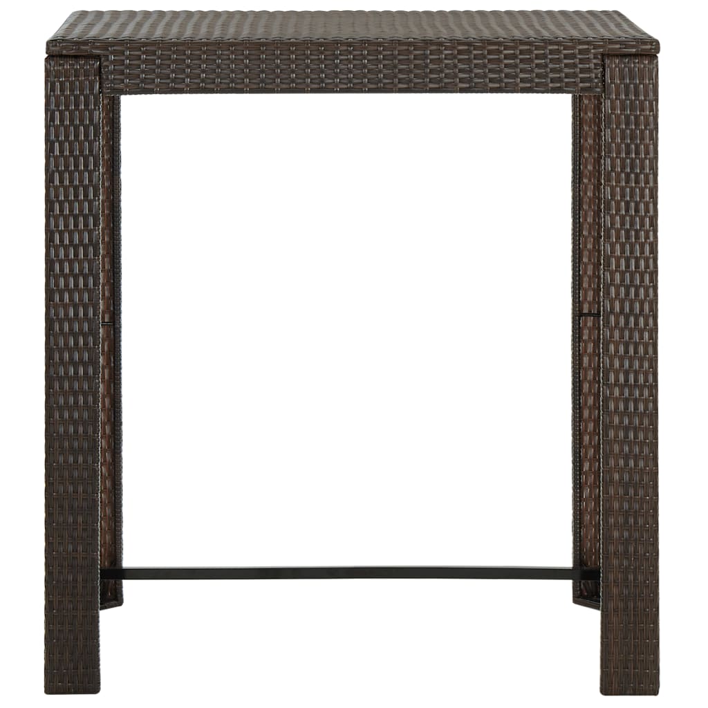 7-teiliges Garten-Bar-Set mit Kissen Poly Rattan Braun