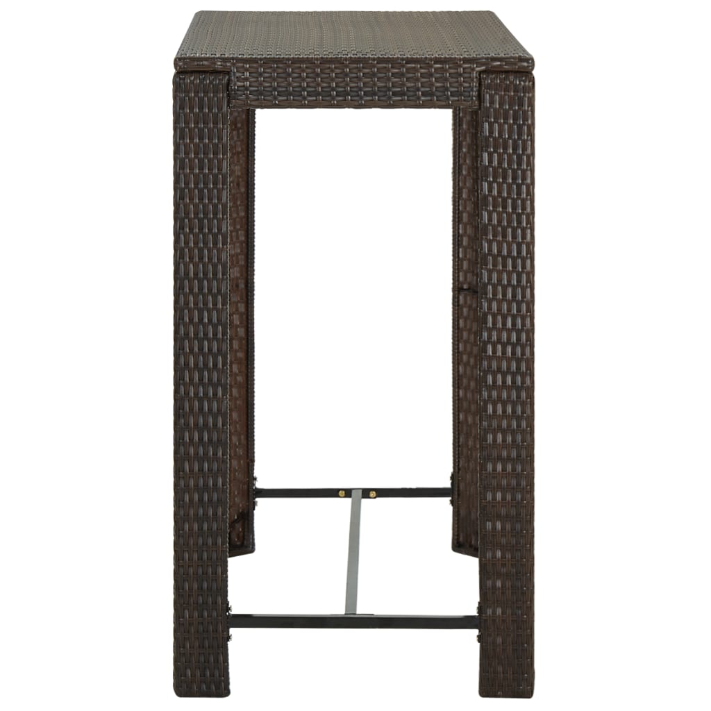 7-teiliges Garten-Bar-Set mit Kissen Poly Rattan Braun