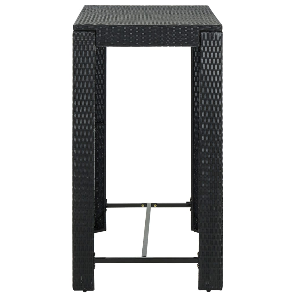 7-teiliges Garten-Bar-Set mit Kissen Poly Rattan Schwarz