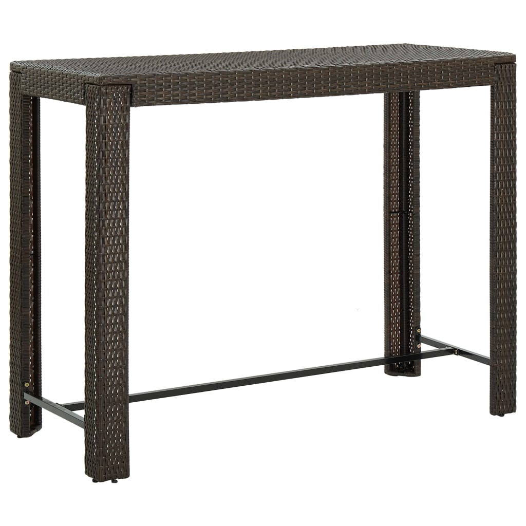 7-teiliges Garten-Bar-Set mit Kissen Poly Rattan Braun
