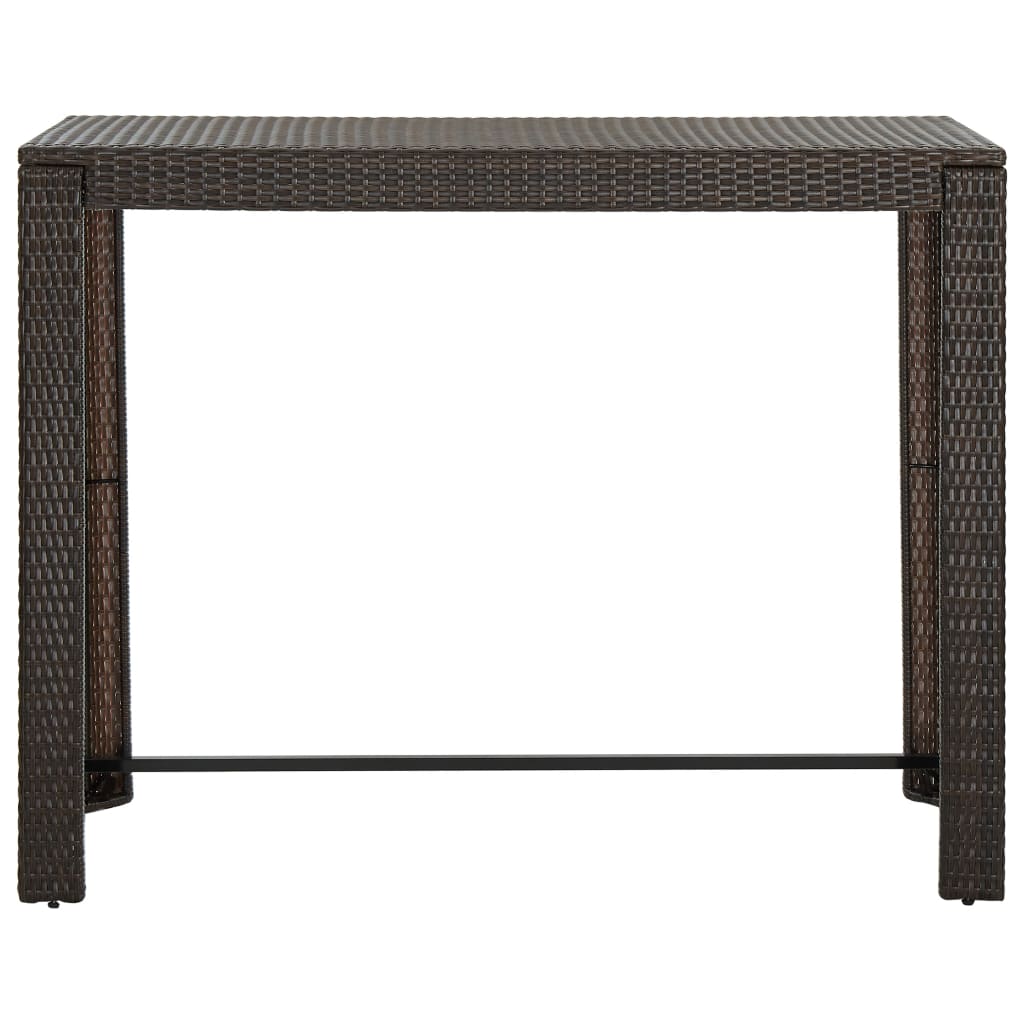 7-teiliges Garten-Bar-Set mit Kissen Poly Rattan Braun