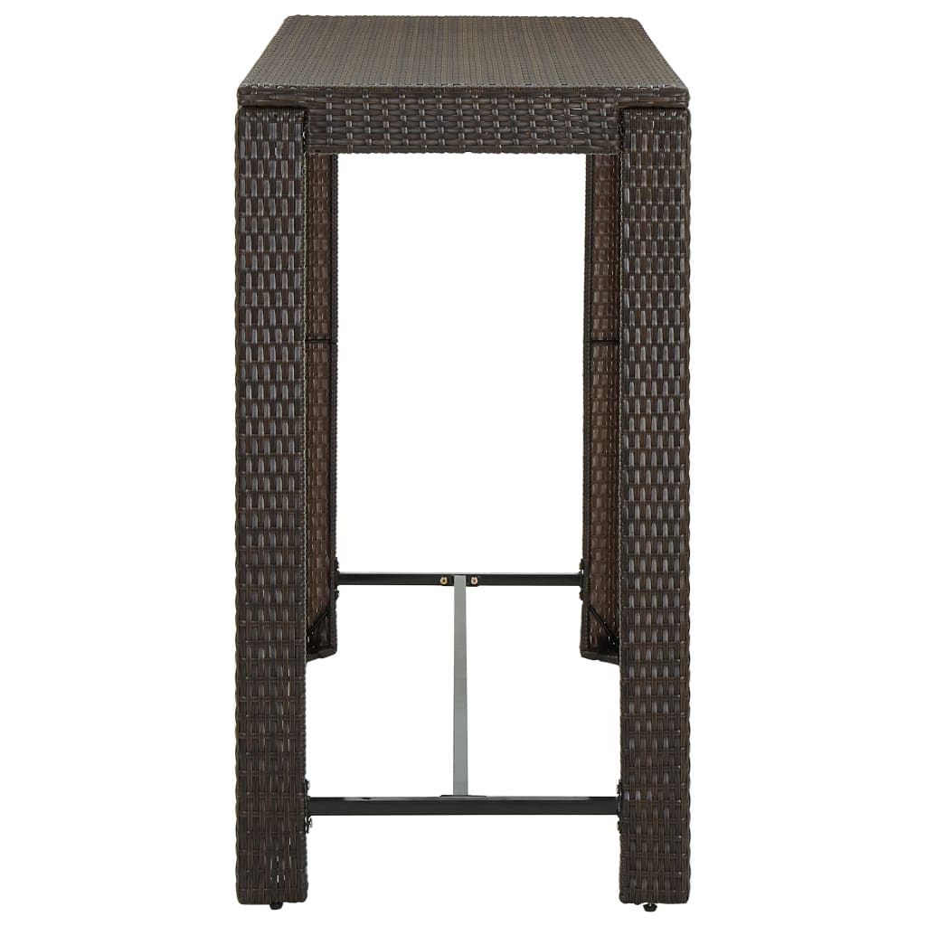 7-teiliges Garten-Bar-Set mit Kissen Poly Rattan Braun