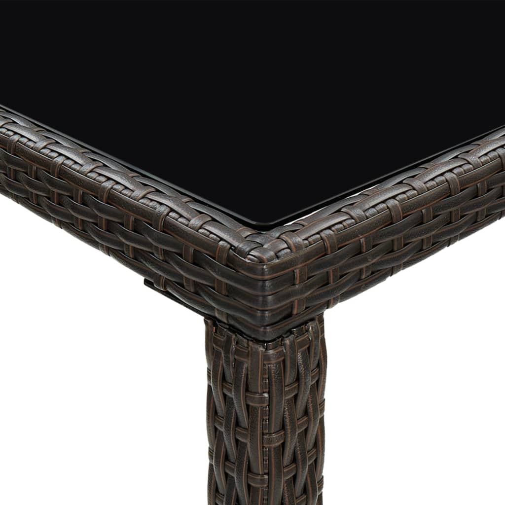 7-teiliges Garten-Bar-Set mit Kissen Poly Rattan Braun