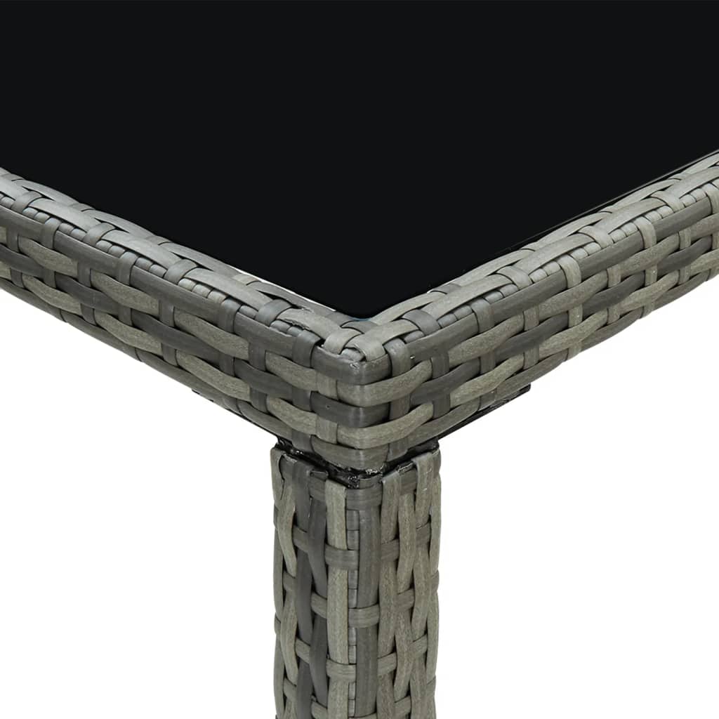 7-teiliges Garten-Bar-Set mit Kissen Poly Rattan Grau