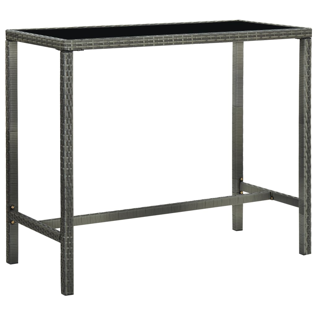 9-teiliges Garten-Bar-Set mit Kissen Poly Rattan Grau