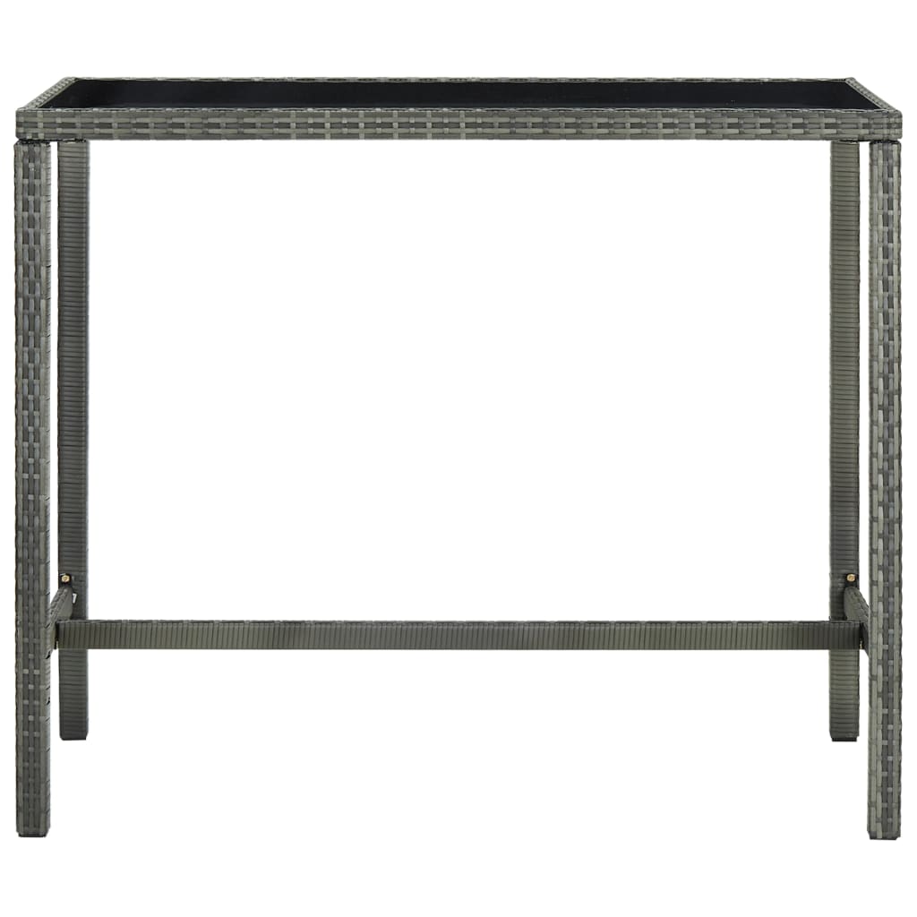 9-teiliges Garten-Bar-Set mit Kissen Poly Rattan Grau