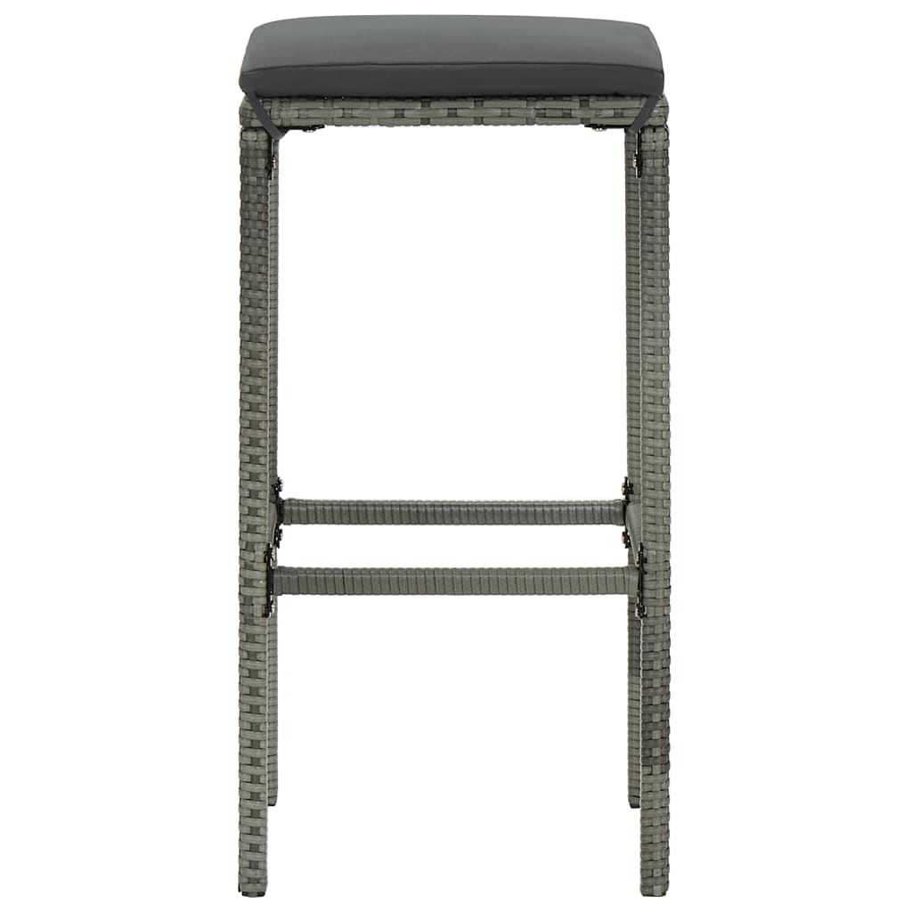 9-teiliges Garten-Bar-Set mit Kissen Poly Rattan Grau