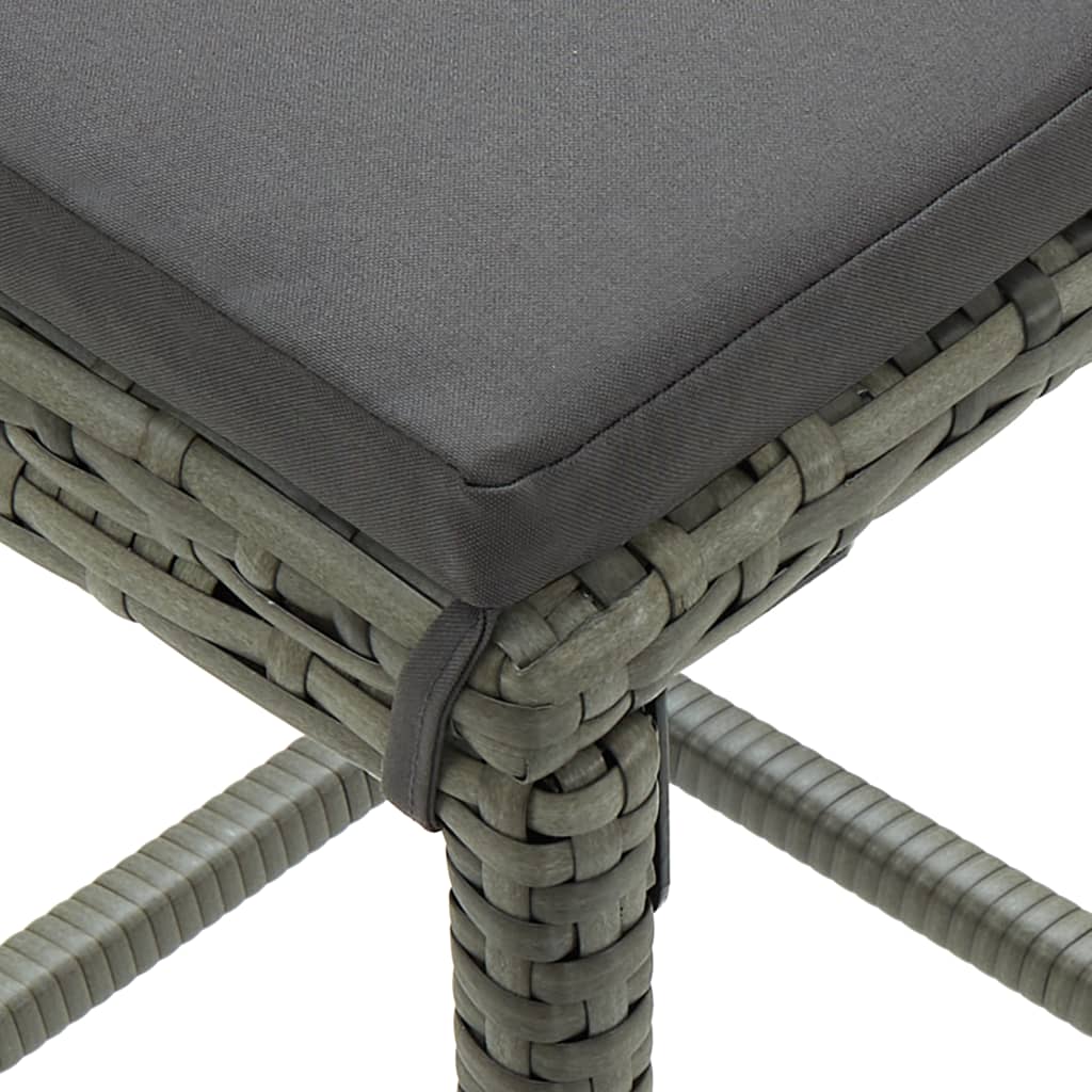 9-teiliges Garten-Bar-Set mit Kissen Poly Rattan Grau