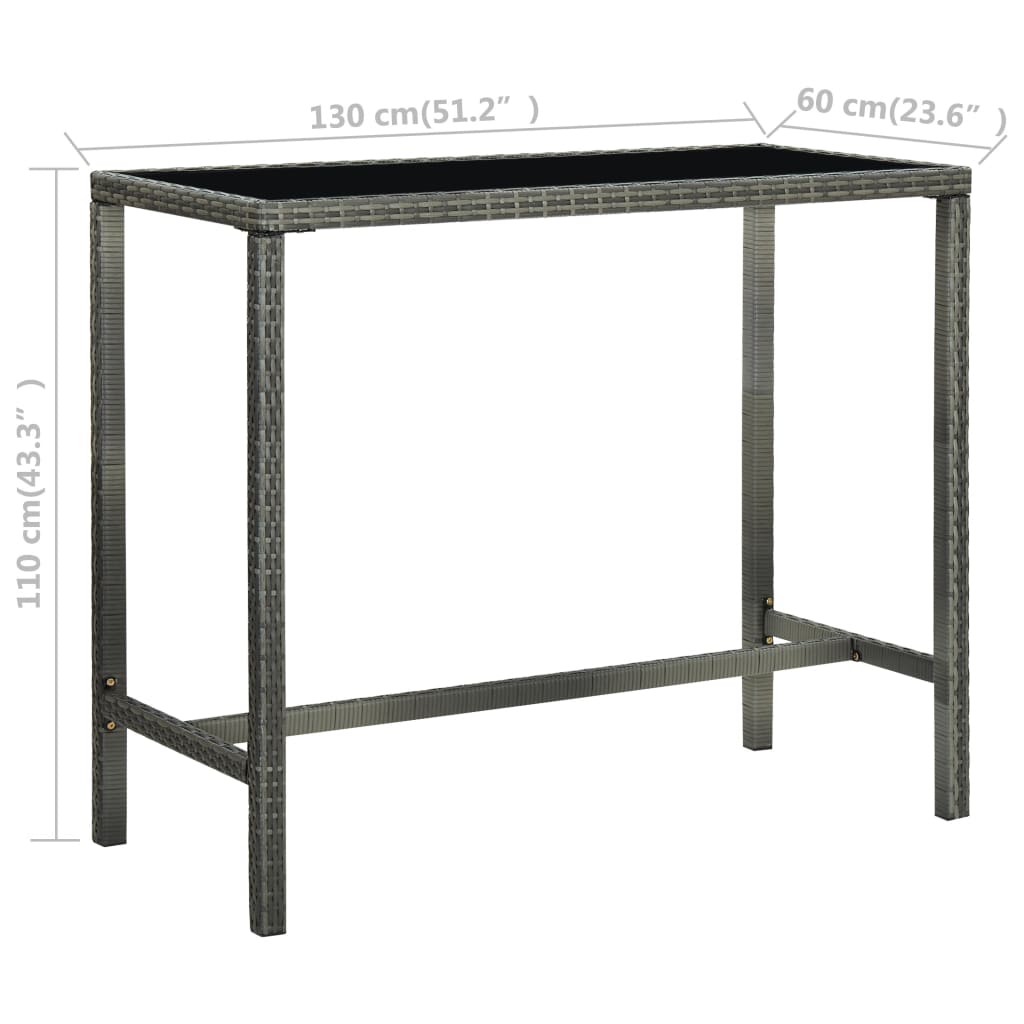 9-teiliges Garten-Bar-Set mit Kissen Poly Rattan Grau