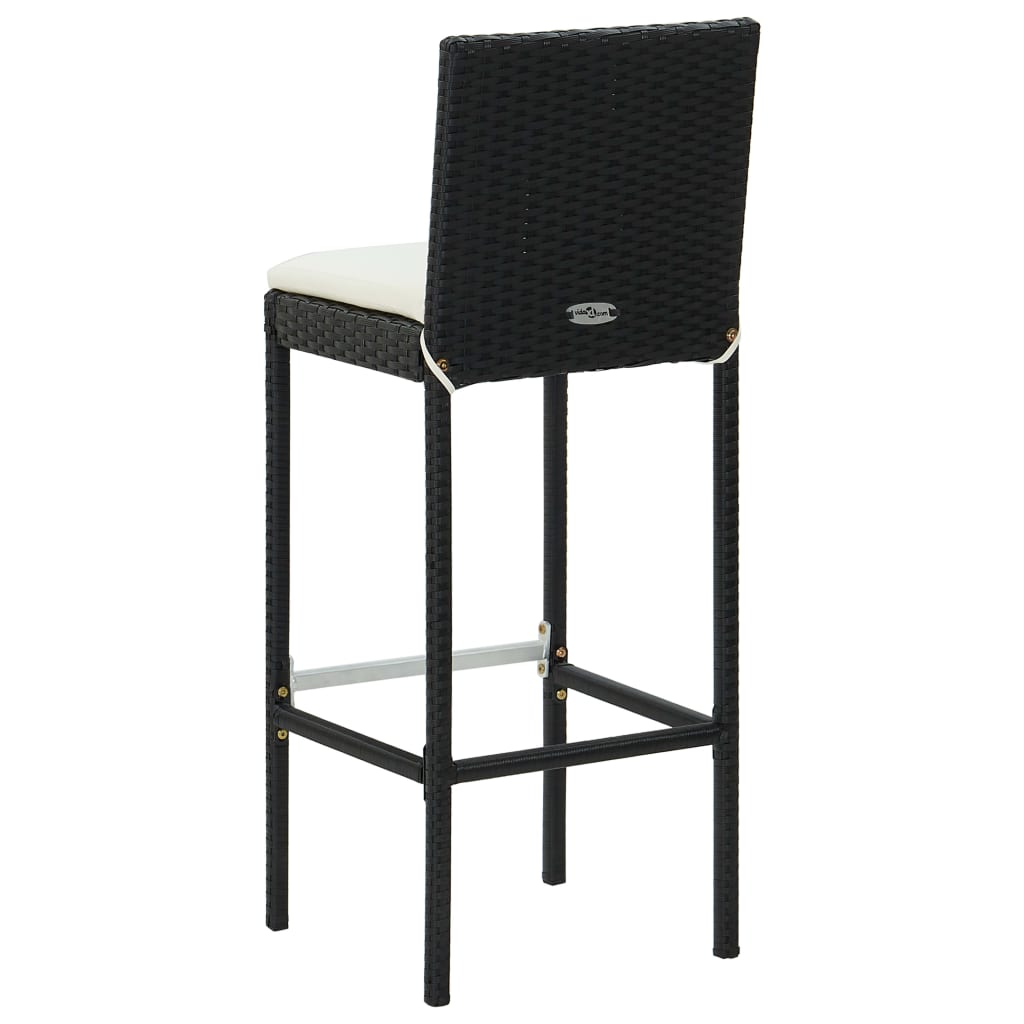 3-teiliges Garten-Bar-Set mit Kissen Poly Rattan Schwarz