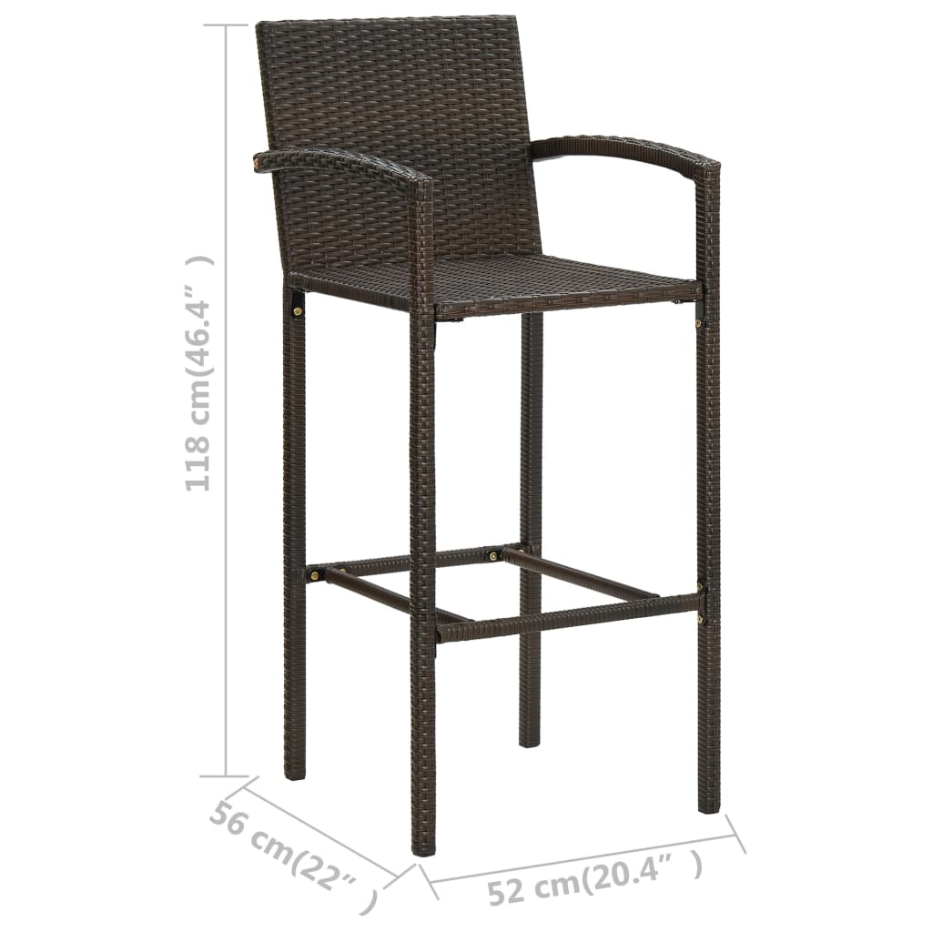 5-teiliges Garten-Bar-Set Poly Rattan Braun