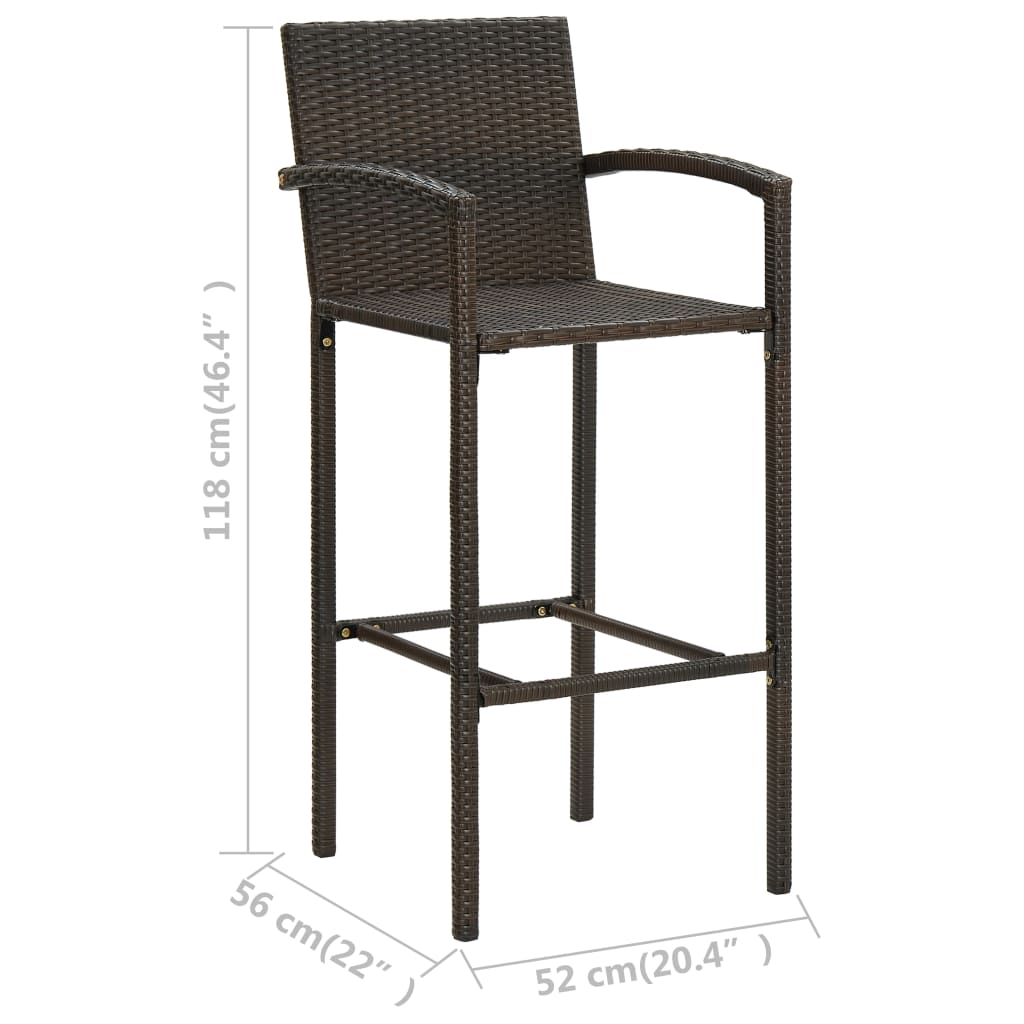 7-teiliges Garten-Bar-Set Poly Rattan Braun