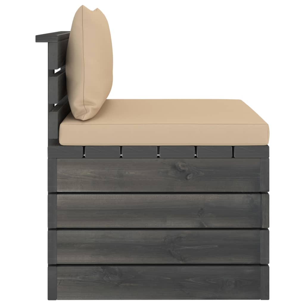 2-teiliges Lounge-Set mit Kissen und Palette aus massivem Kiefernholz