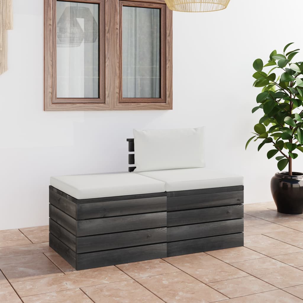 2-teiliges Lounge-Set mit Kissen und Palette aus massivem Kiefernholz
