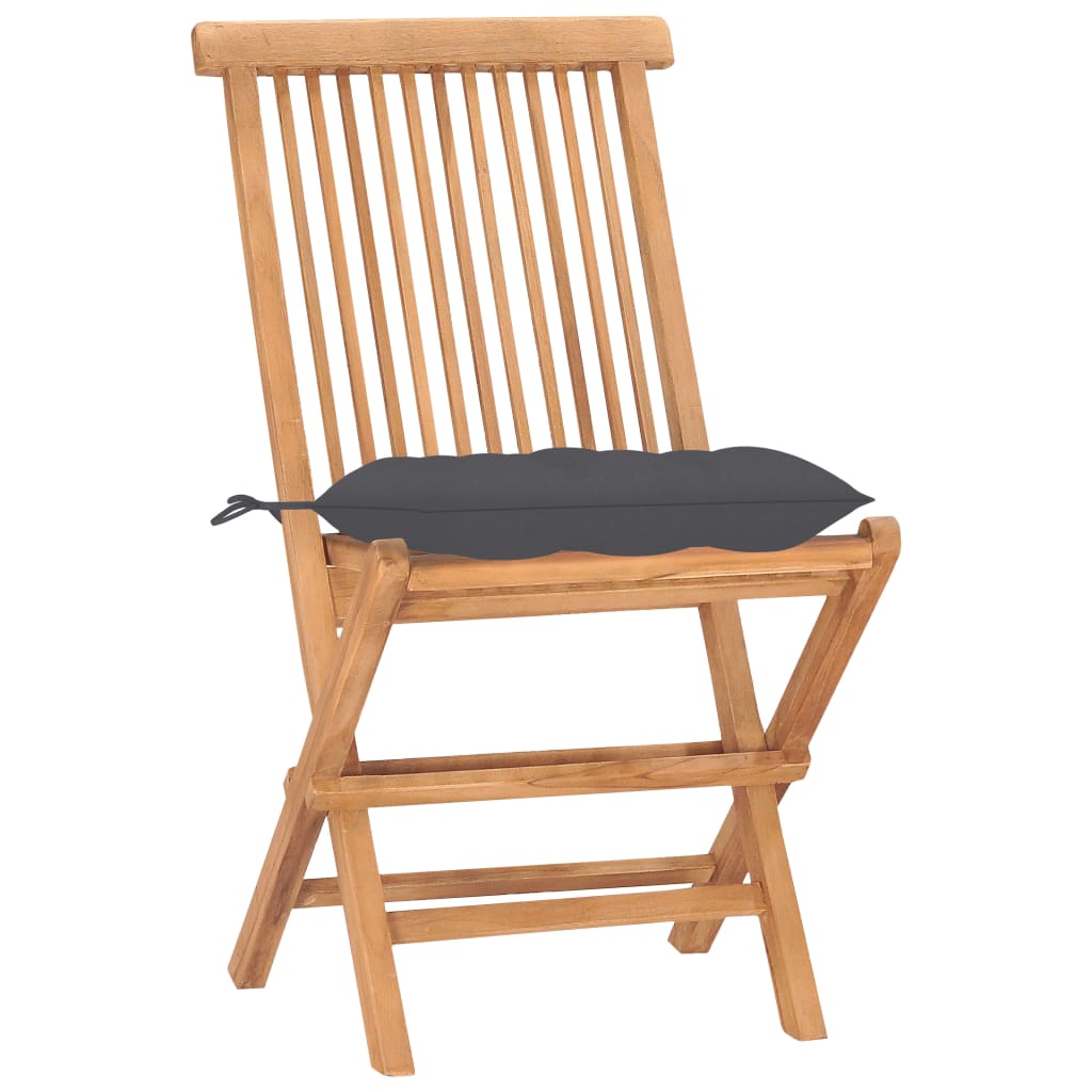 3-teiliges Gartenset klappbar mit Kissen aus massivem Teakholz