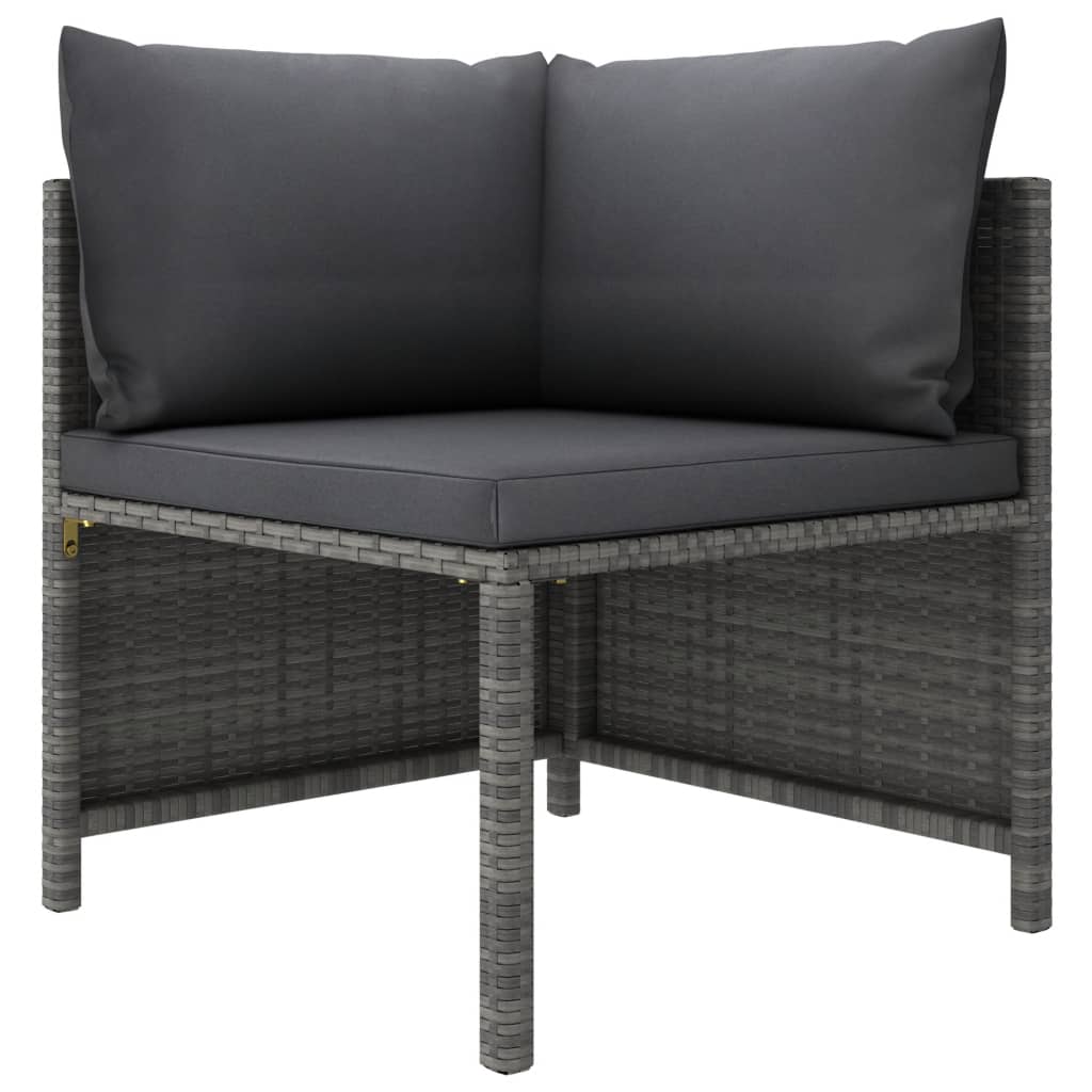 3-teiliges Lounge-Set mit Kissen Poly Rattan Grau