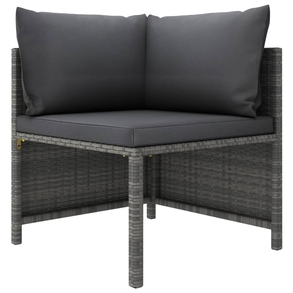5-Delige Loungeset Met Kussens Poly Rattan Grijs