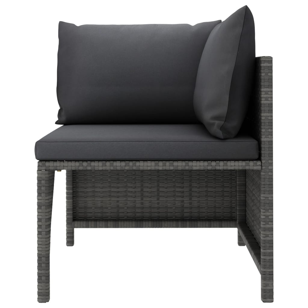 5-Delige Loungeset Met Kussens Poly Rattan Grijs