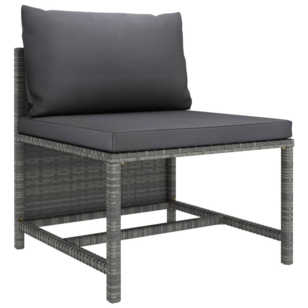 6-Delige Loungeset Met Kussens Poly Rattan Grijs