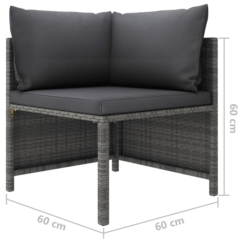 6-Delige Loungeset Met Kussens Poly Rattan Grijs
