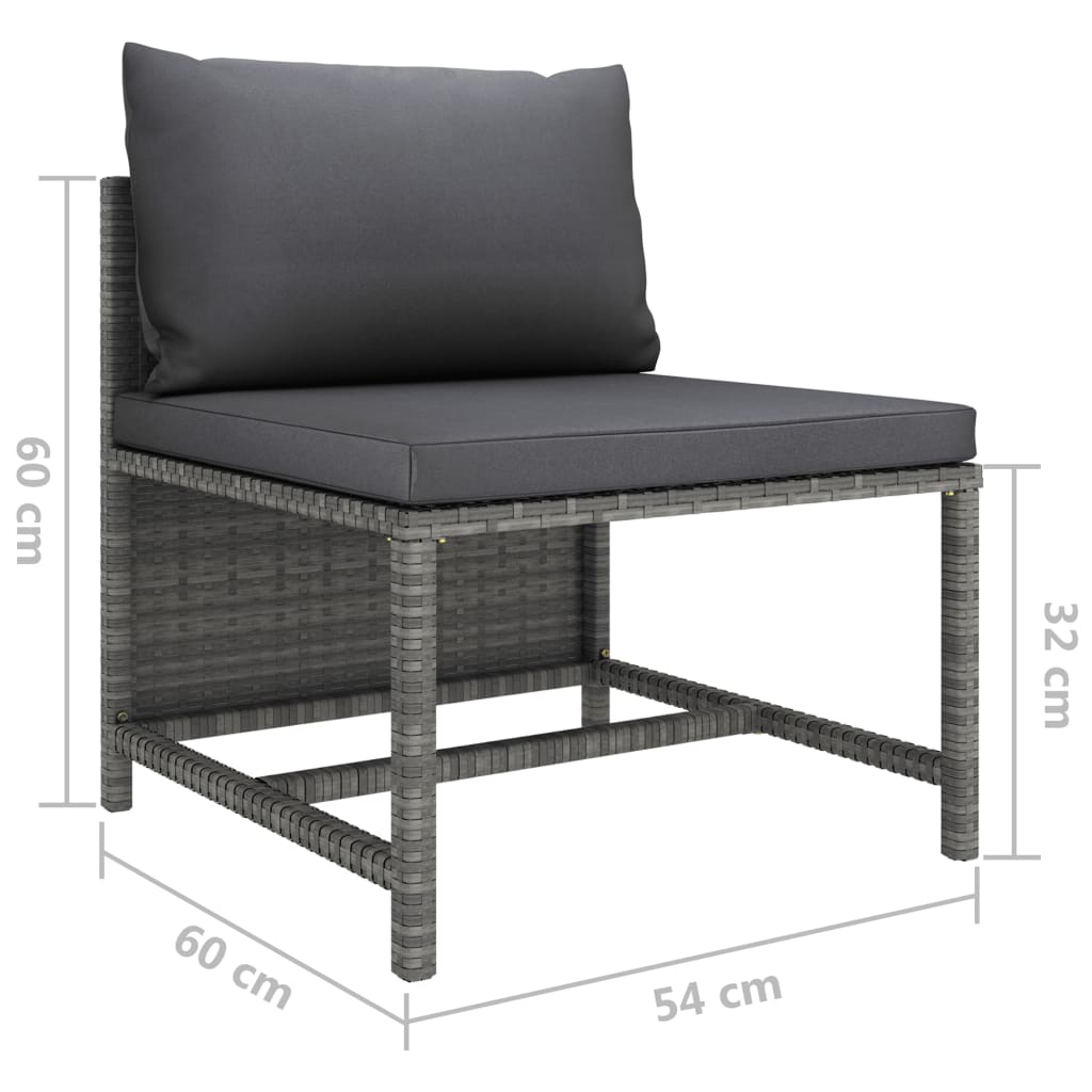 6-Delige Loungeset Met Kussens Poly Rattan Grijs