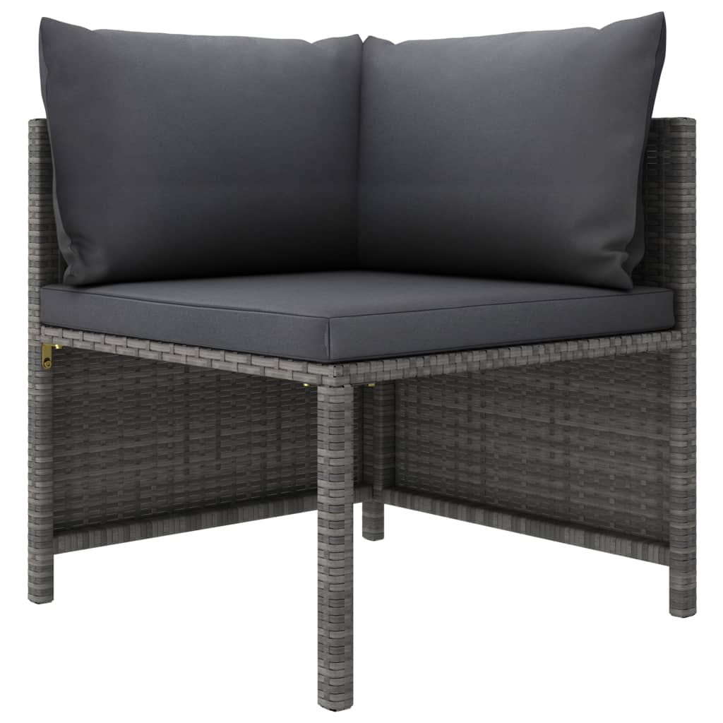 6-Delige Loungeset Met Kussens Poly Rattan Grijs