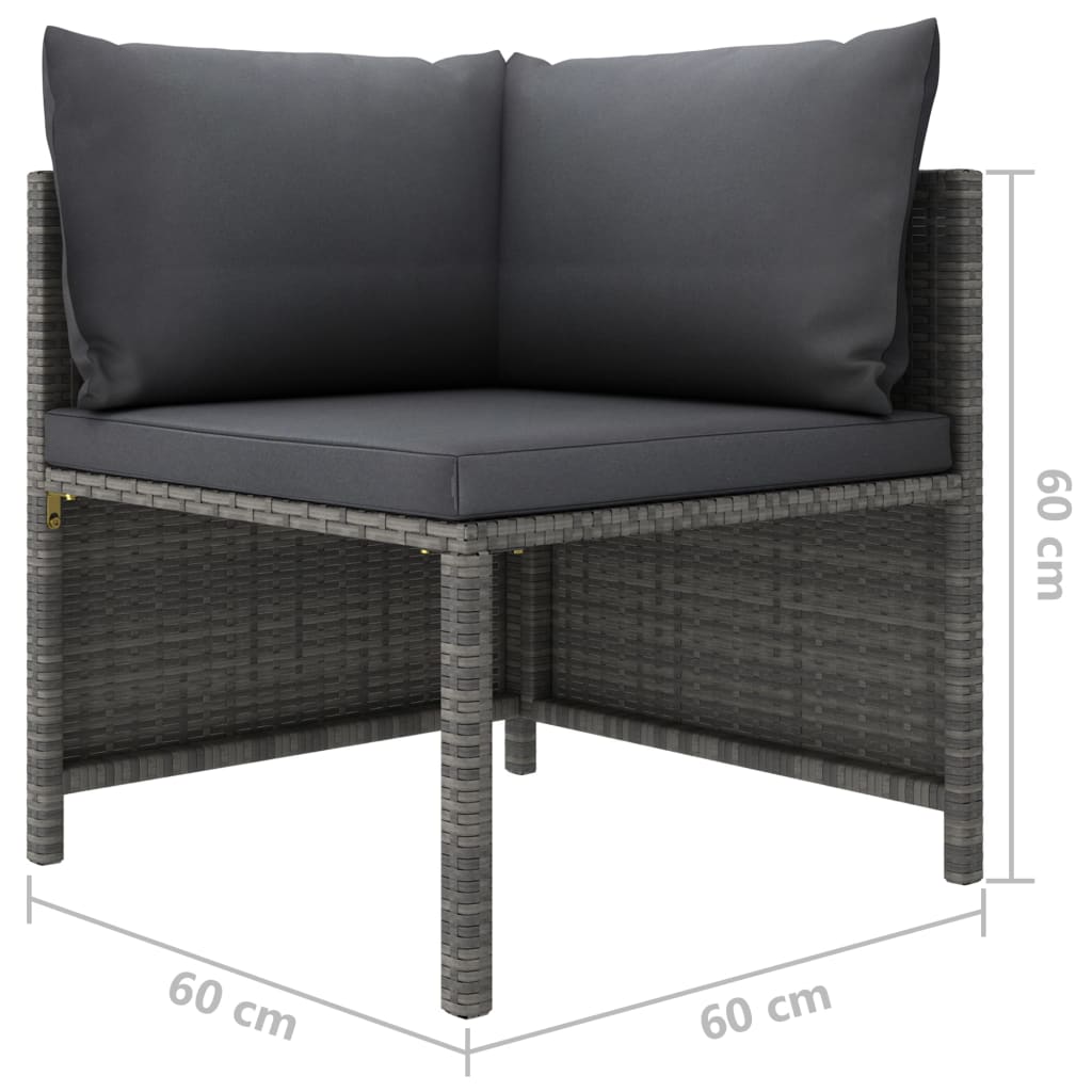 6-Delige Loungeset Met Kussens Poly Rattan Grijs