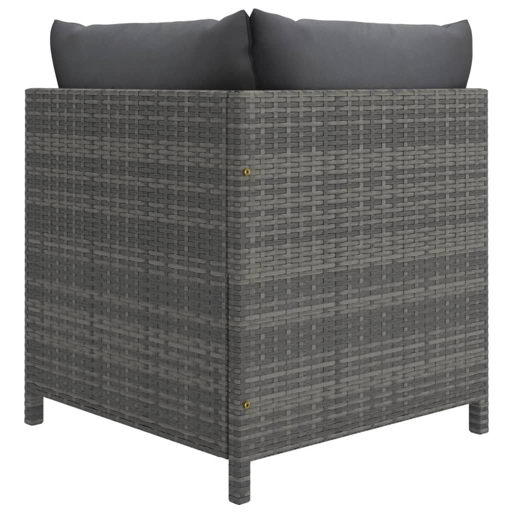 7-Delige Loungeset Met Kussens Poly Rattan Grijs