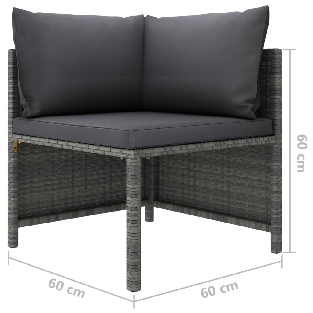 7-Delige Loungeset Met Kussens Poly Rattan Grijs