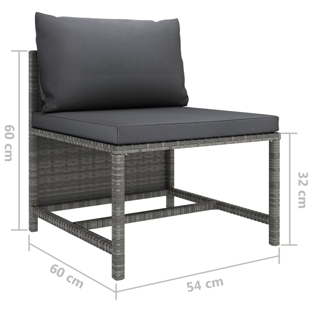 7-Delige Loungeset Met Kussens Poly Rattan Grijs