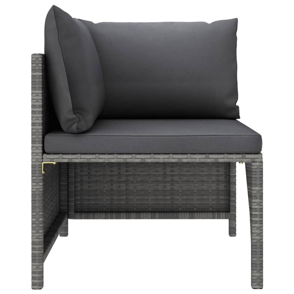 7-Delige Loungeset Met Kussens Poly Rattan Grijs