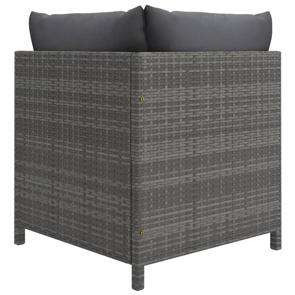 7-Delige Loungeset Met Kussens Poly Rattan Grijs