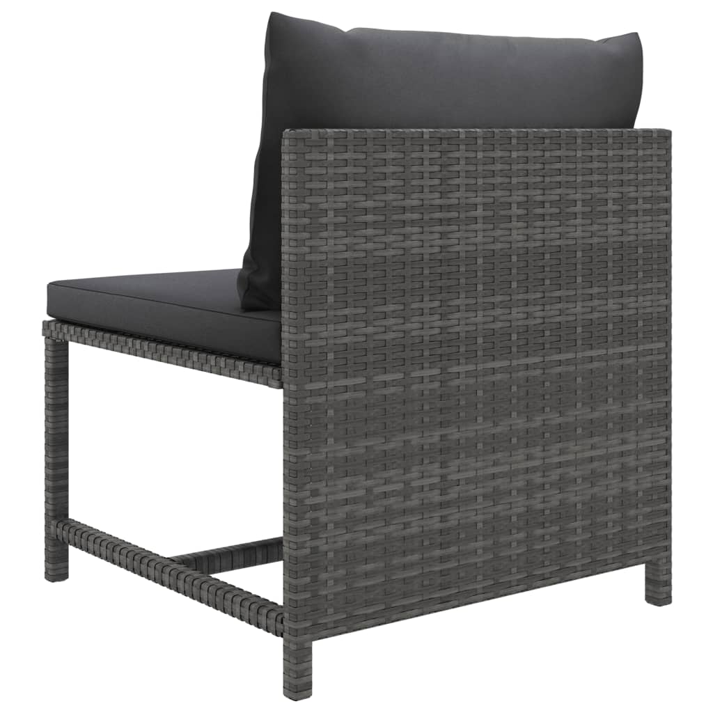 7-Delige Loungeset Met Kussens Poly Rattan Grijs