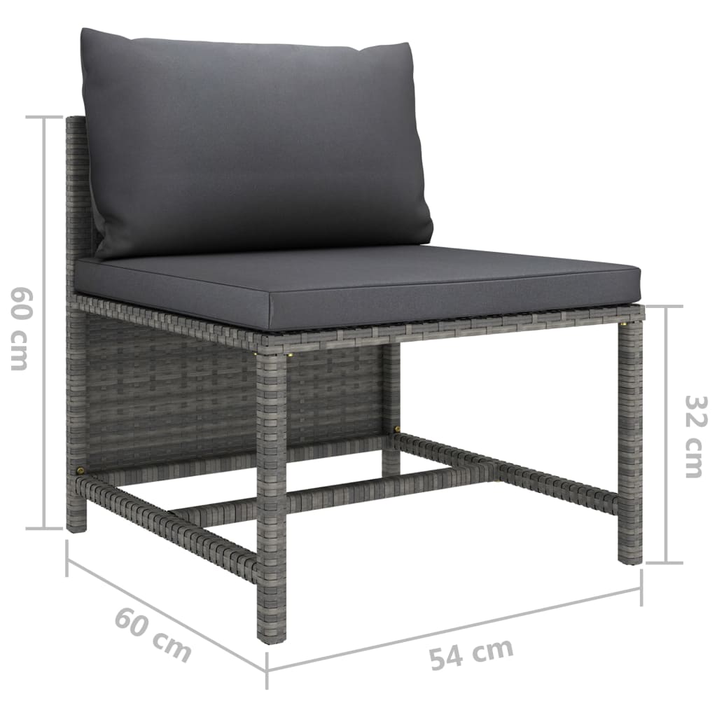 7-Delige Loungeset Met Kussens Poly Rattan Grijs