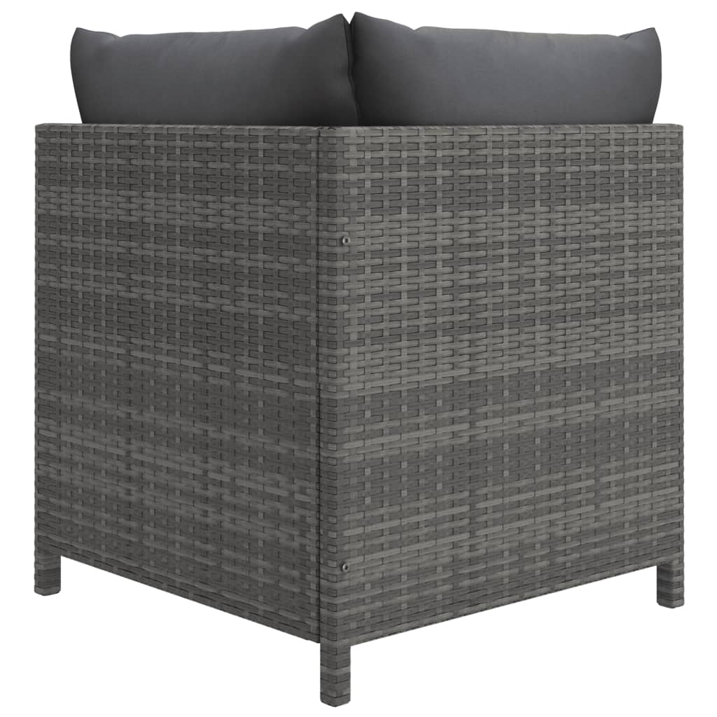 10-Delige Loungeset Met Kussens Poly Rattan Grijs