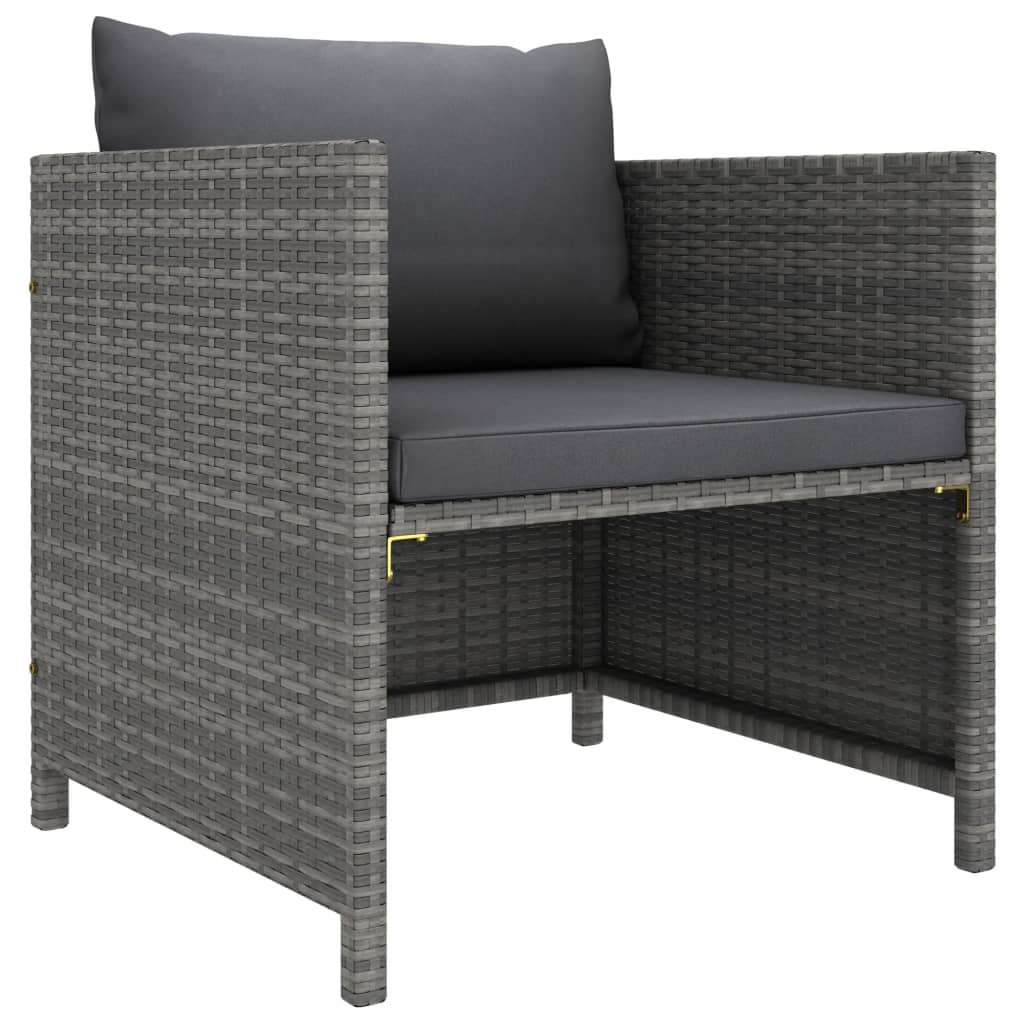 8-teiliges Lounge-Set mit Kissen Polyrattan grau