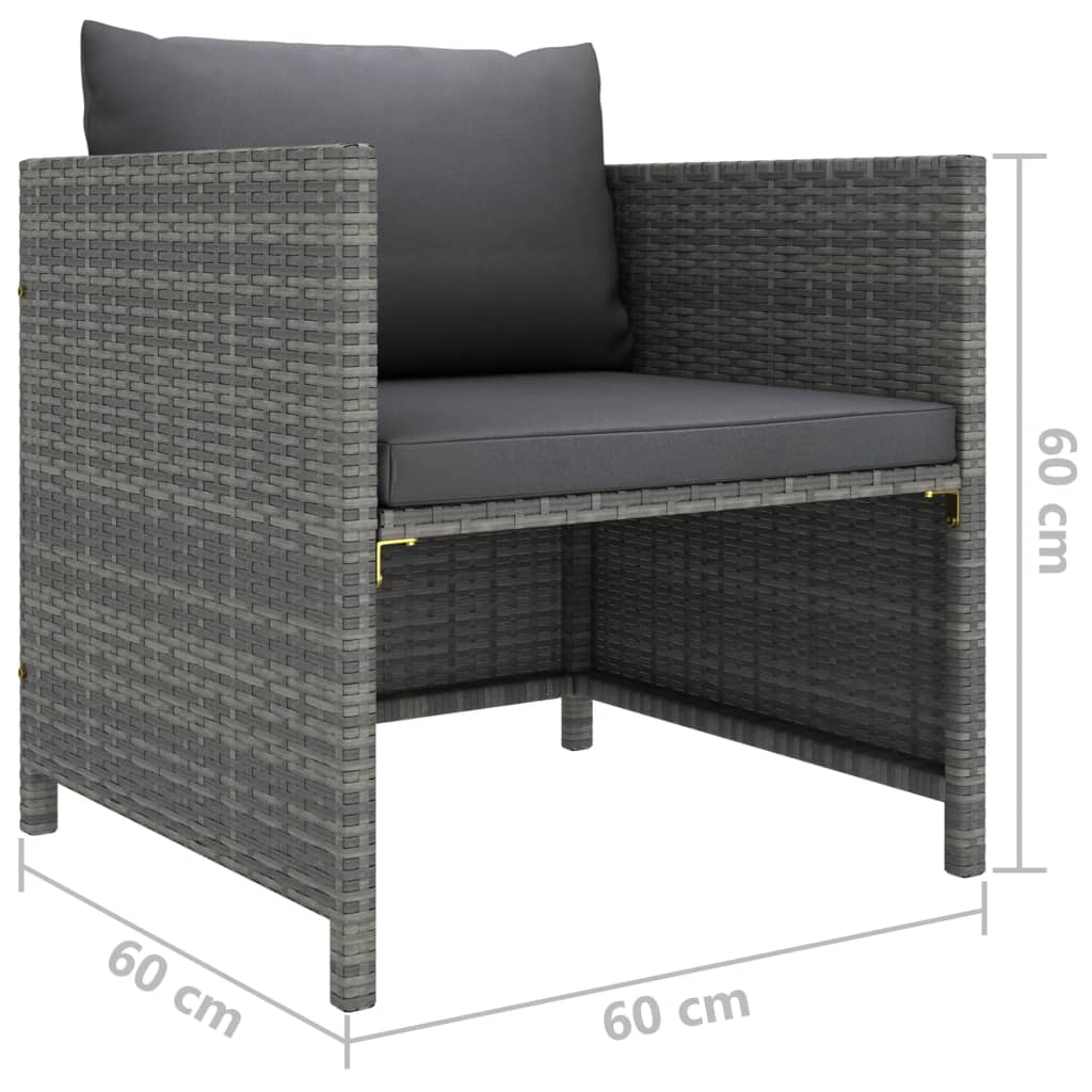 8-teiliges Lounge-Set mit Kissen Polyrattan grau