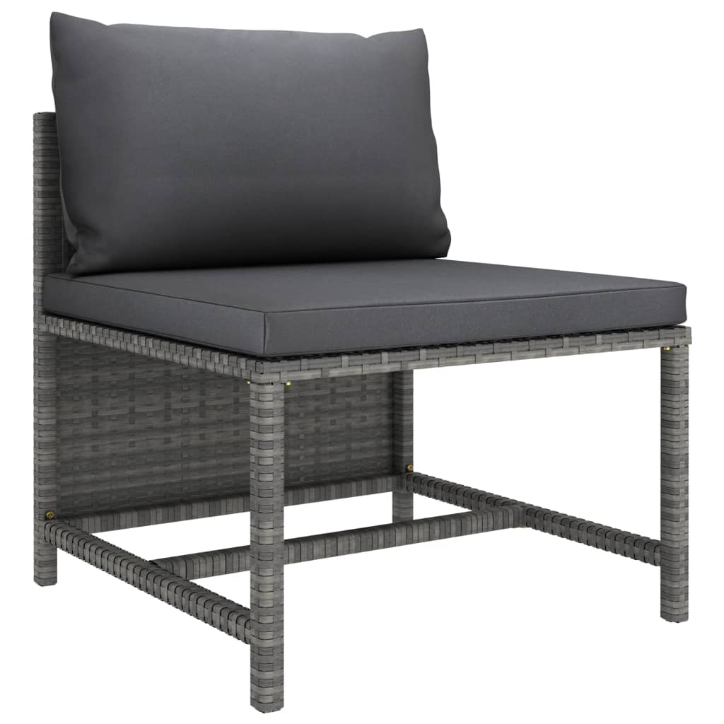 9-Delige Loungeset Met Kussens Poly Rattan Grijs