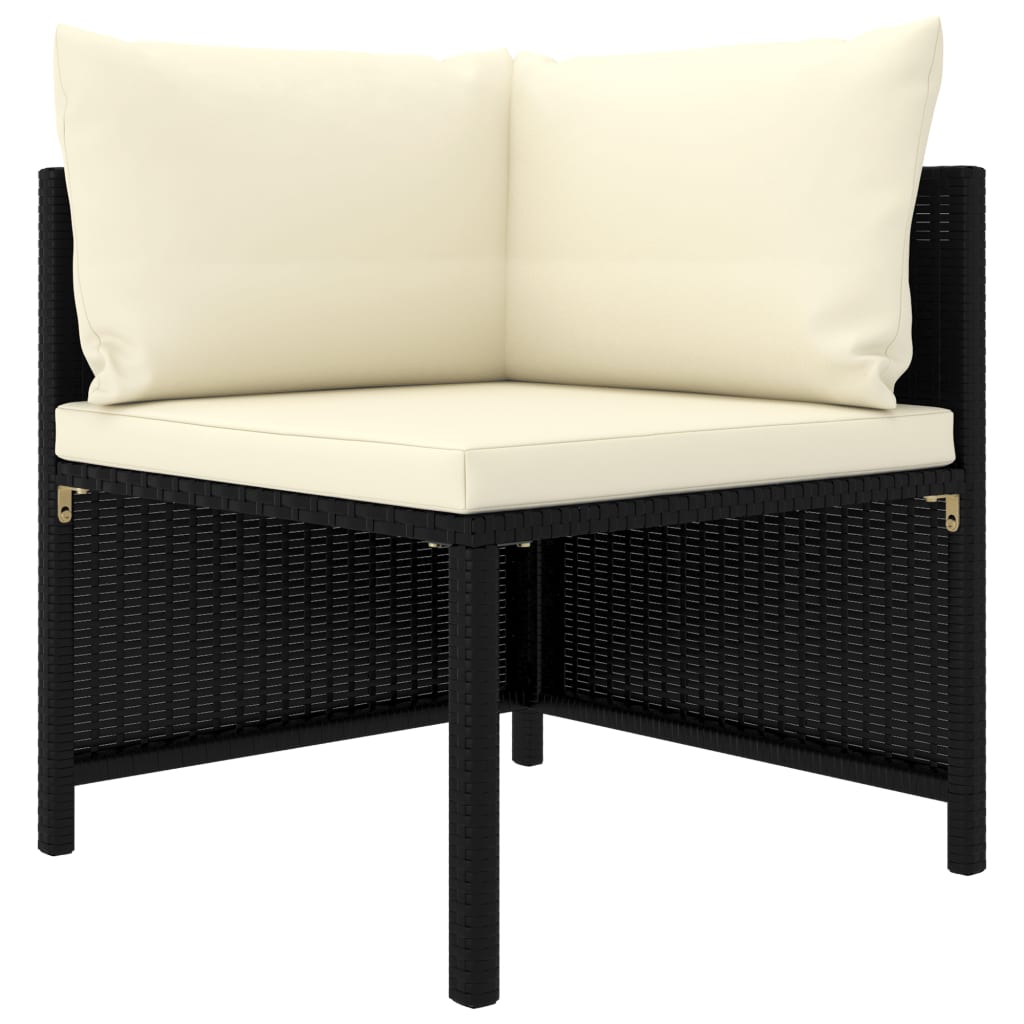 6-Delige Loungeset Met Kussens Poly Rattan Zwart