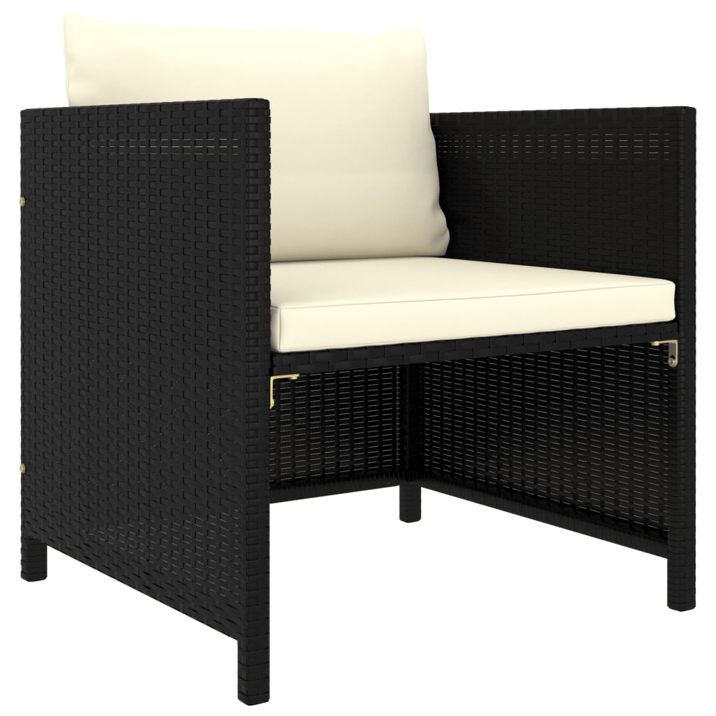 6-Delige Loungeset Met Kussens Poly Rattan Zwart