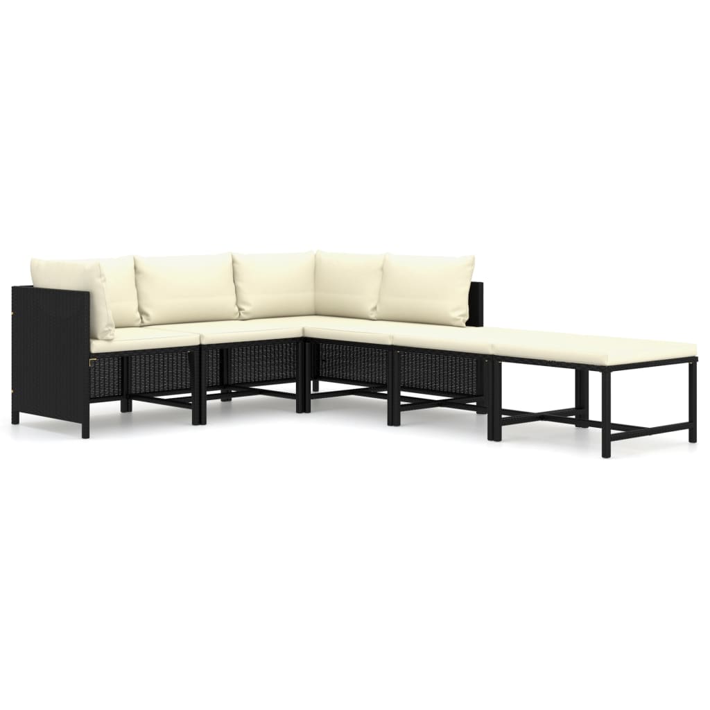 6-Delige Loungeset Met Kussens Poly Rattan Zwart