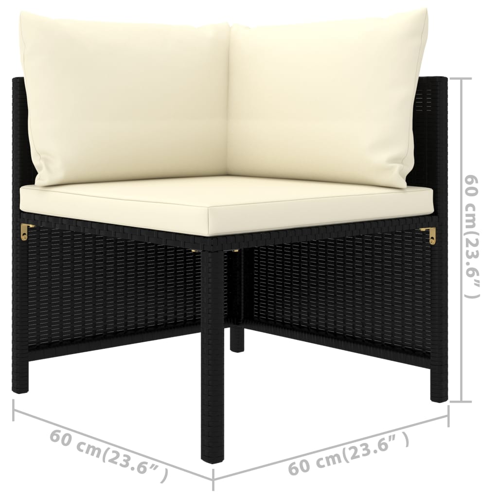 6-Delige Loungeset Met Kussens Poly Rattan Zwart