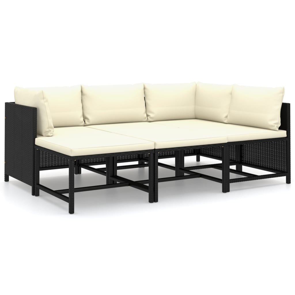 6-Delige Loungeset Met Kussens Poly Rattan Zwart