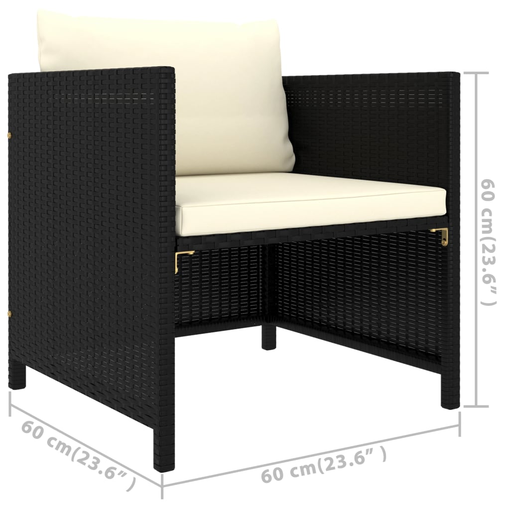 7-Delige Loungeset Met Kussens Poly Rattan Zwart