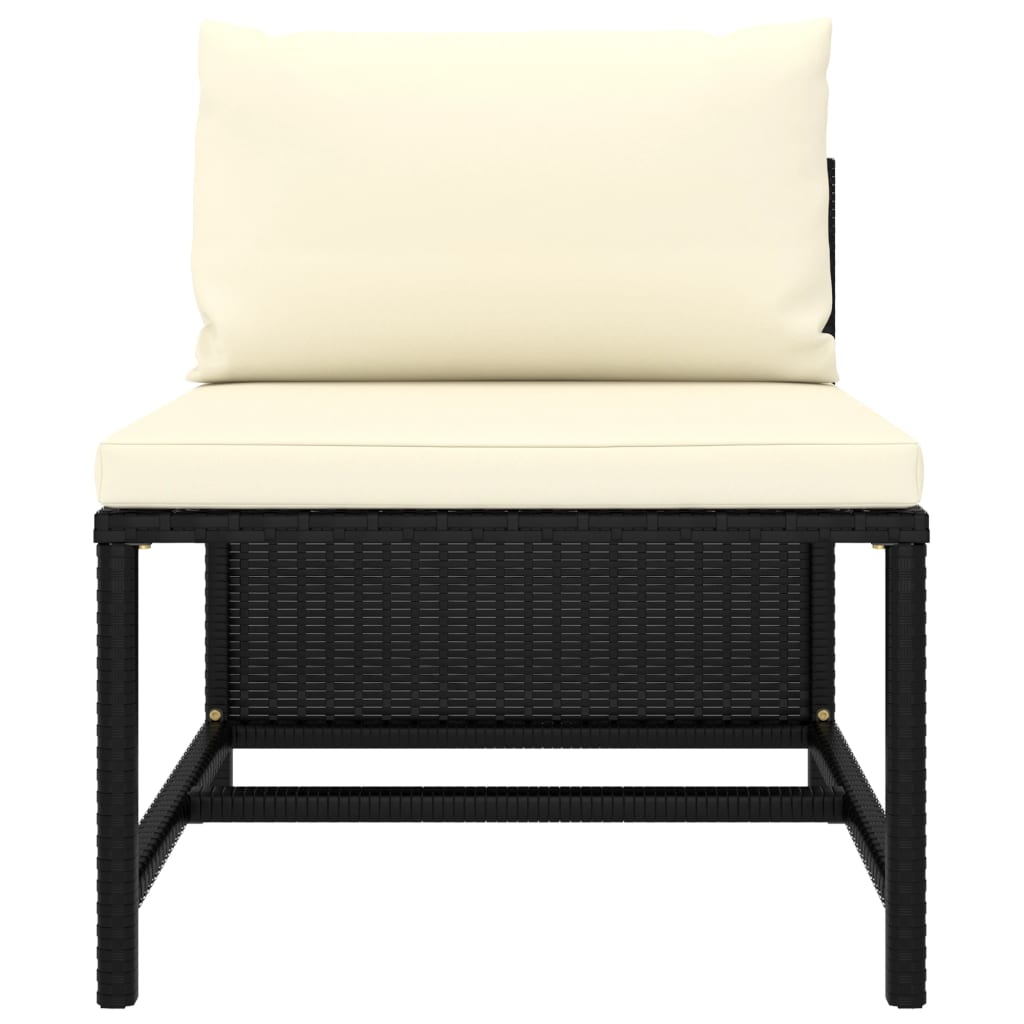 7-Delige Loungeset Met Kussens Poly Rattan Zwart