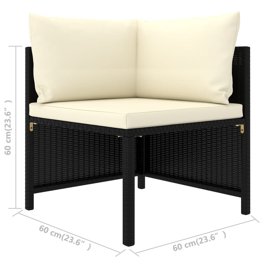 7-Delige Loungeset Met Kussens Poly Rattan Zwart